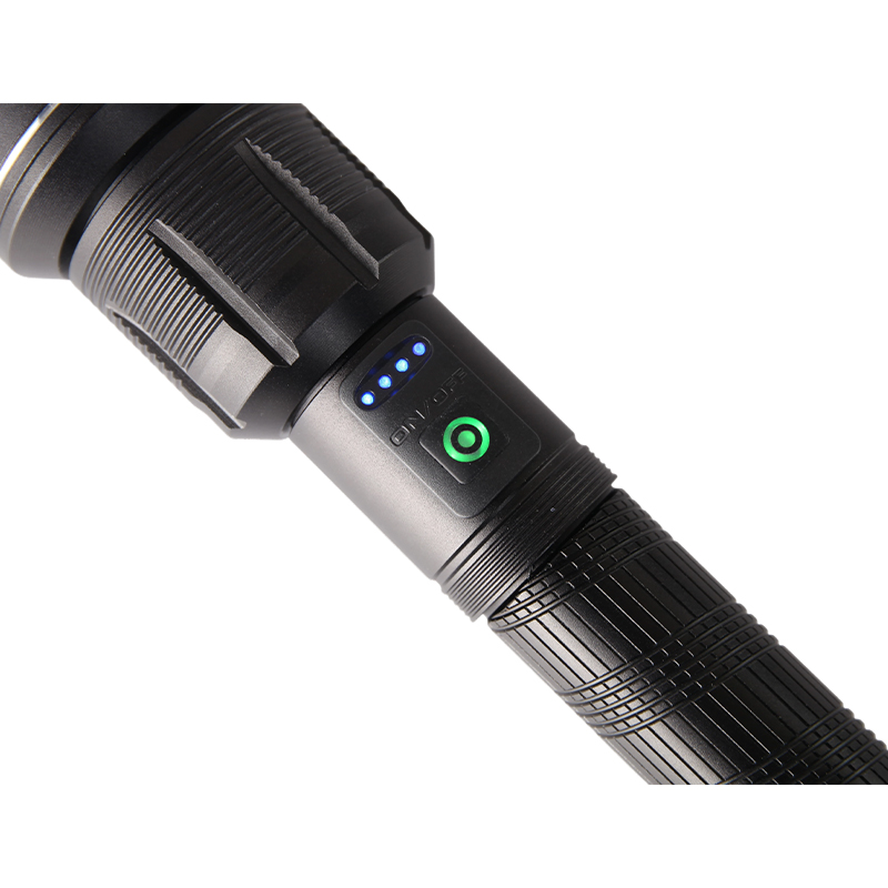 How can we improve the focusing design of a rechargeable strong light flashlight to enhance its long-range illumination capability?